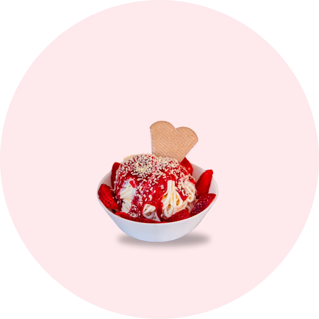 Spaghetti-Erdbeer-Eisbecher